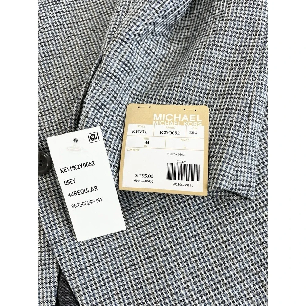 NWT Michael Kors Men's 44R Classic Fit Sport Coat Blazer Grey Black Houndstooth